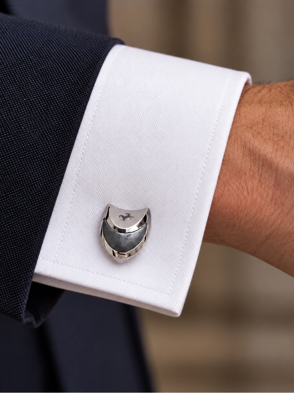 Ferrari Silver Shield Emblem Cufflinks